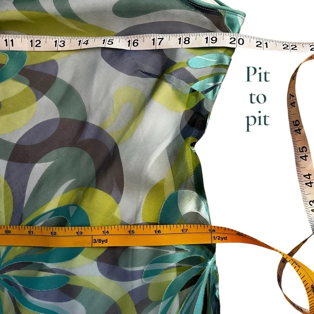 Planet UK Silk Slip Dress Green/Blue Mermaid Floral Size 14 - Picture 6 of 16